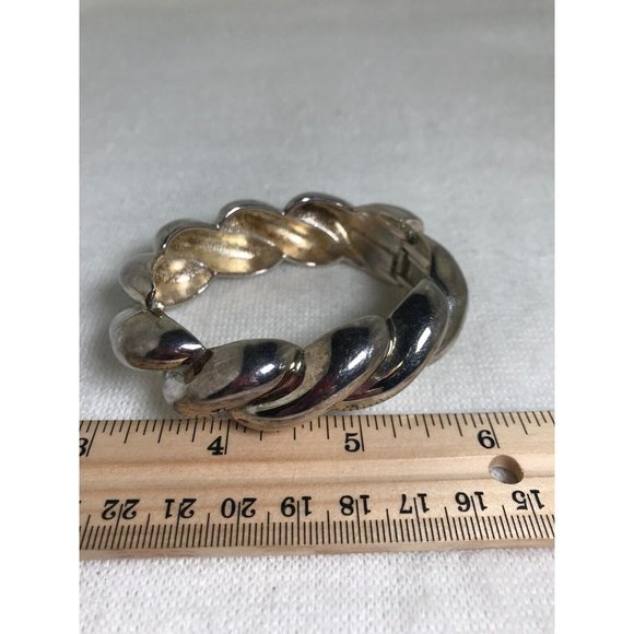 Silver Plated Heavy Metal Rope Style Hinged Bracelet - Picture 8 of 8